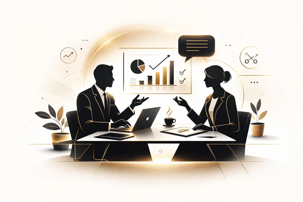 Marketing team reviewing quarterly sales report in conference room